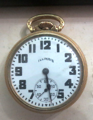 Illinois Railroad model model 169 Pocket Watch 19j 10k Gold Filled adj 3 Pos.
