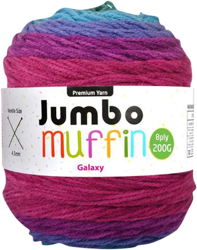 Premium 8-Ply Jumbo Muffin Knitting Yarn 200 G, Galaxy