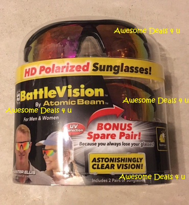 BattleVision HD Polarized Sunglasses Battle Vision As Seen On TV (2 Pair!) - NEW