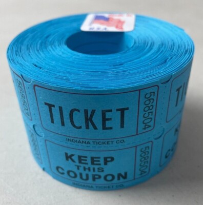 Raffle Tickets Roll of 500 Double Stub as Pictured Split The Pot 50/50 Made USA