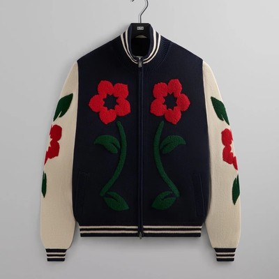  NEW KITH Floral Crest Wyona Full Zip Sweater Jacket|2024|Large|Nocturnal|CONF