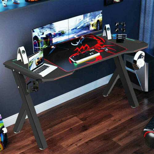 Gaming Desk Computer Table PC Laptop RGB LED Lights Racing G