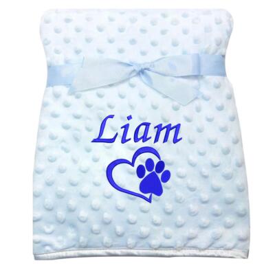 Personalised Baby Blanket Embroidered Soft Bubble Boy Girl Newborn Gift Pawprint