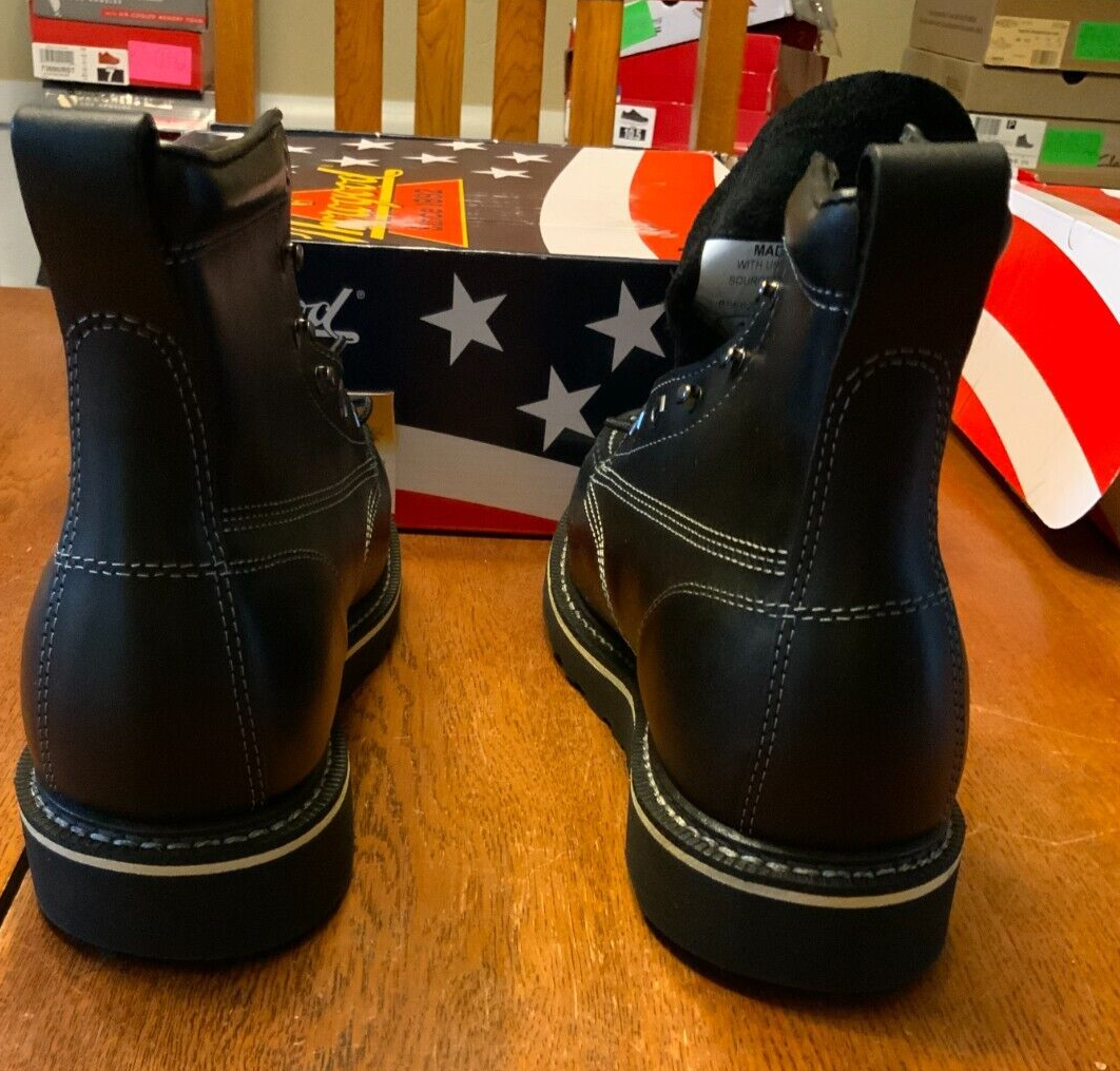 Pre-owned Thorogood Men's Midnight Series 6″ Black Toe Boo, Style 814-6206, Size 9 D