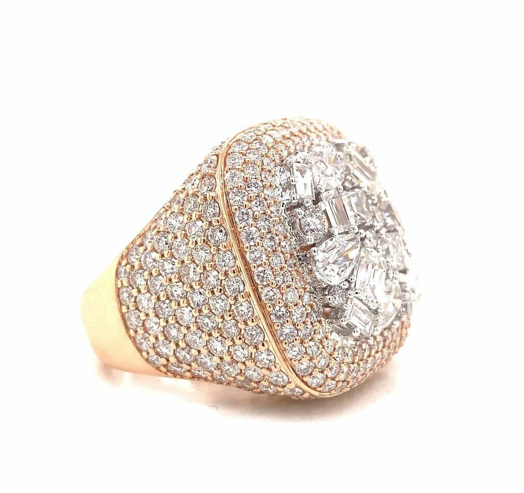 Pre-owned Online0369 Mens 2.89ct Round Multi Cut Cubic Zirconia Top Ring In Yellow Gold Plated Silver In White
