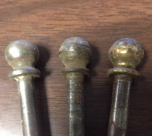 3 ANTIQUE VINTAGE CAST IRON  BALL TOP DOOR HINGE PIN PARTS ~ ~