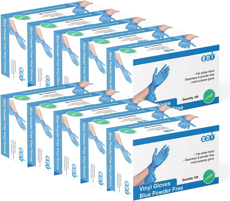 Wholesale: Disposable Vinyl Gloves Large, 1000 Pcs (Blue) - Powder-Free, Latex-Free