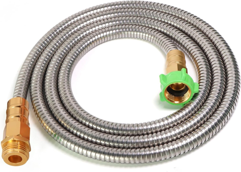 Metal Short Garden Hose 8 Ft, Stainless Steel Water Hose Leader, Small Hose Exte