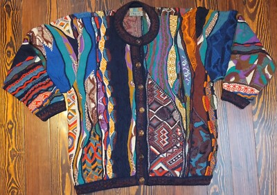 Coogi Australia Crewneck Button Down Sweater Jacket Tag SMALL