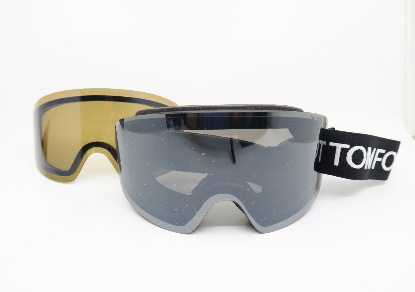 Pre-owned Tom Ford Tf1124 001c Ski Goggles Interchangeable Grey/bronze Photochromic Mask In Grey And Replacement Bronze.