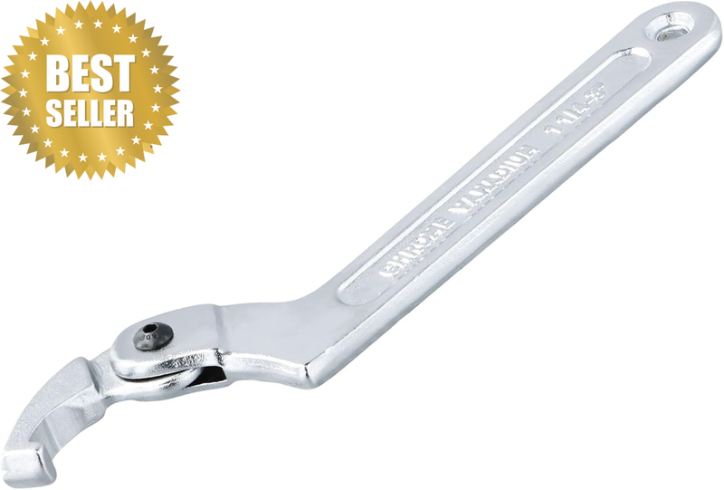 C Spanner Tool Adjustable Hook Wrench Chrome Vanadium, Pin Hook Wrench for Nut,