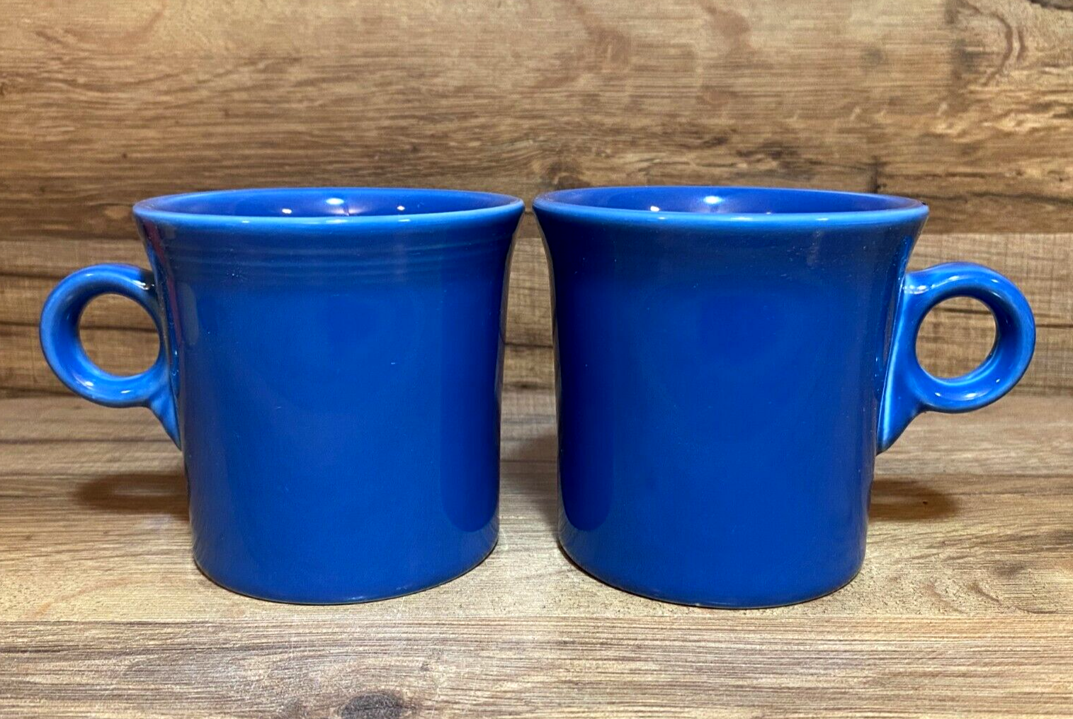 2 - FIESTA WARE - DARK BLUE - O RING HANDLE COFFEE MUGS