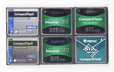 Lot Of 6x Apacer Wintec Pretec Industrial 512MB CF Compact Flash Memory Cards