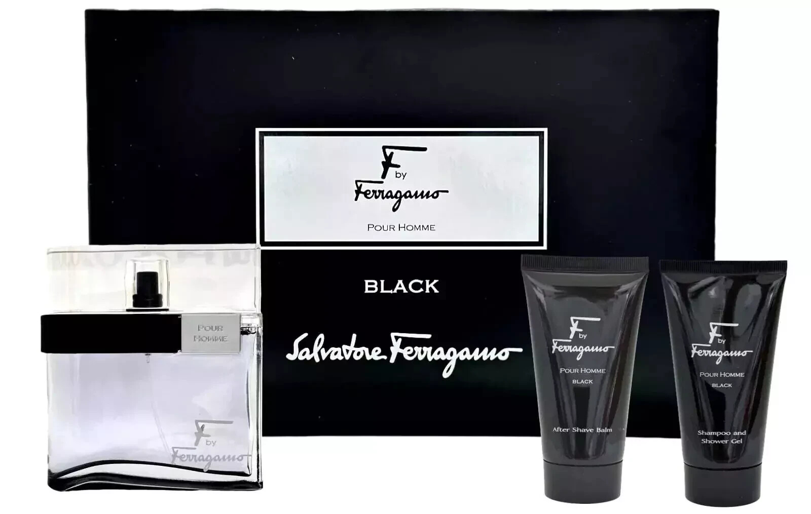 F by Ferragamo Black by Salvatore Ferragamo Fragrance for Men 3 Piece Gift Set