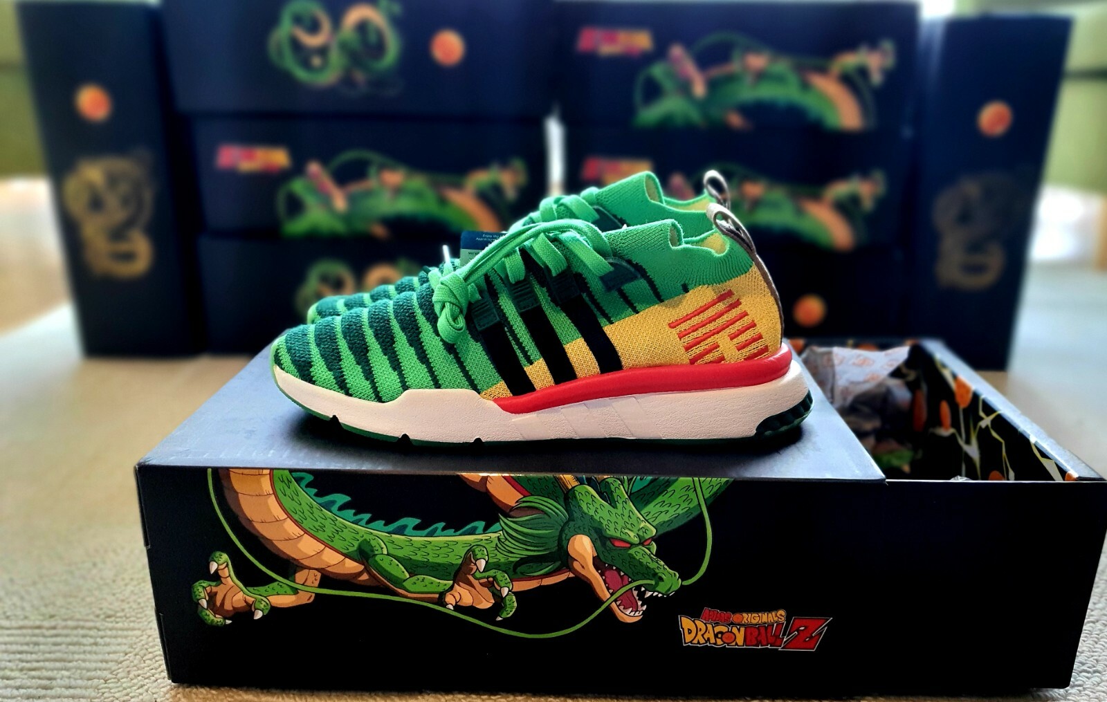 Pre-owned Adidas Originals Adidas Eqt Support Mid Adv Primeknit Dragon Ball Z Shenron Us 9.5 D97056 In Green