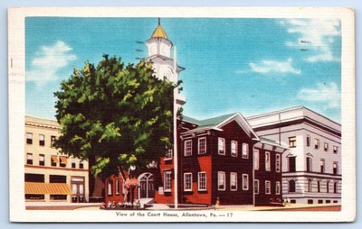 Allentown PA Pennsylvania Postcard View of The Court House c1948 to Blackwell OK