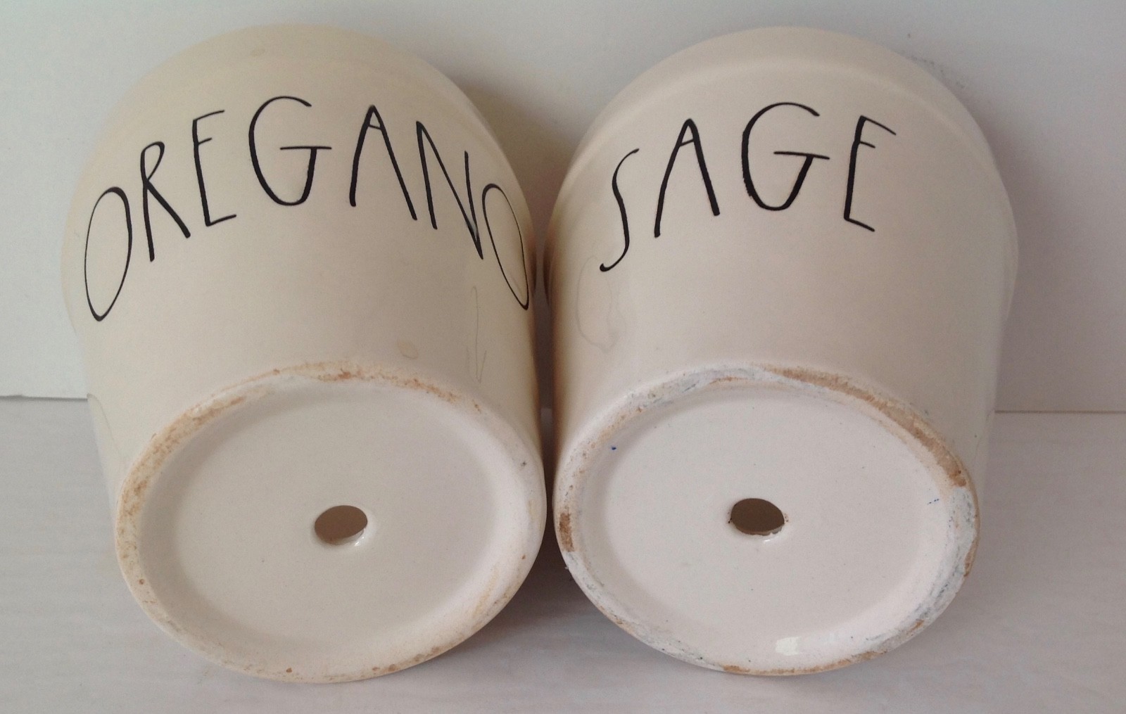 2 Rae Dunn Flower Pot OREGANO SAGE Herb Planters