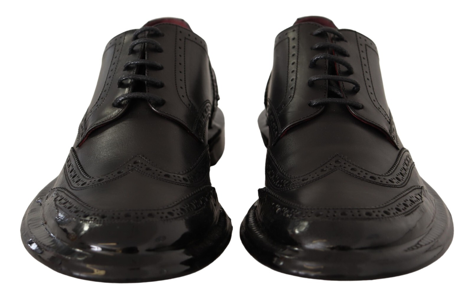 Pre-owned Dolce & Gabbana Shoes Derby Black Leather Oxford Wingtip Formal Eu43 /us10 $1200