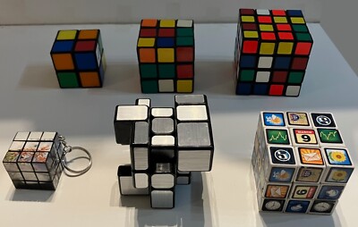 Rubix Cube Lot of 6: Original 3X3, 2X2, 4X4, Keychain, Travel, Mirror Cube RARE!