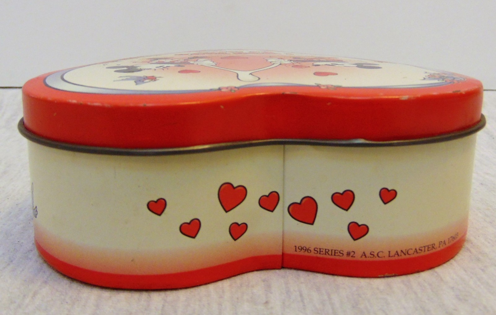 Tin Box Heart Disney Mickey & Minnie 1996 Series #2 A.S.C.Lancaster