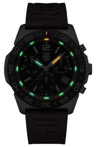 Pre-owned Luminox Pacific Diver Chronograph Red Rubber Day/date Mens Watch Xs.3155