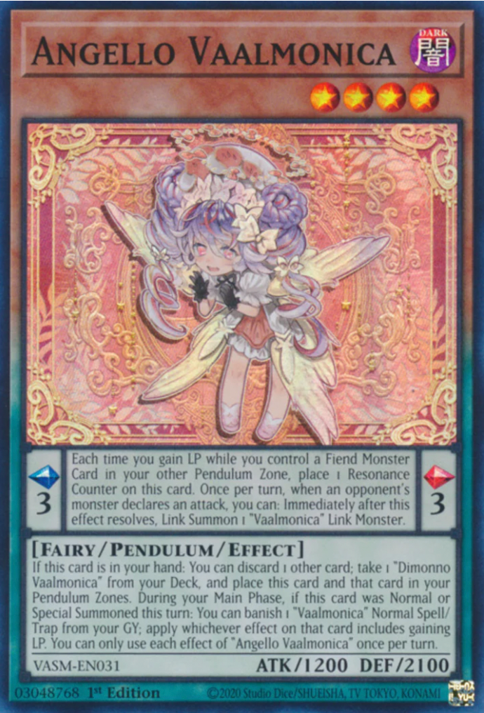 遊戯王OCG デュエルモンスターズ Angello Vaalmonica 1st Edition 1X NM Angello Vaalmonica - VASM-EN031 - Super Rare 1st