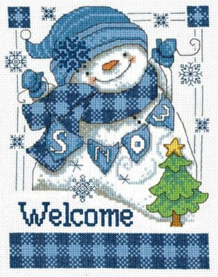 IMAGINATING SNOW WELCOME SNOWMAN CROSS STITCH PATTERN