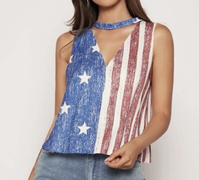 red white blue tops ladies Size Xlg Az-00000374