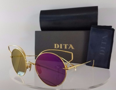 Pre-owned Dita Brand Authentic  Sunglasses Believer 23008-a-gld-52mm Gold Frame In Violet Pink Reflection Mirrored