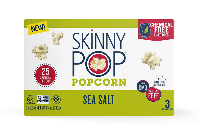 Skinnypop Microwave Sea Salt Popcorn Bags, Healthy Snacks, 2.8Oz Microwavable Ba