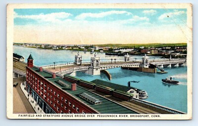 Bridgeport Connecticut Fairfield & Stratford Ave Pequonnock Railroad Postcard