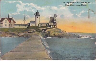 East Gloucester, Massachusetts - Lighthouse Eastern Point - Vintage Post Card