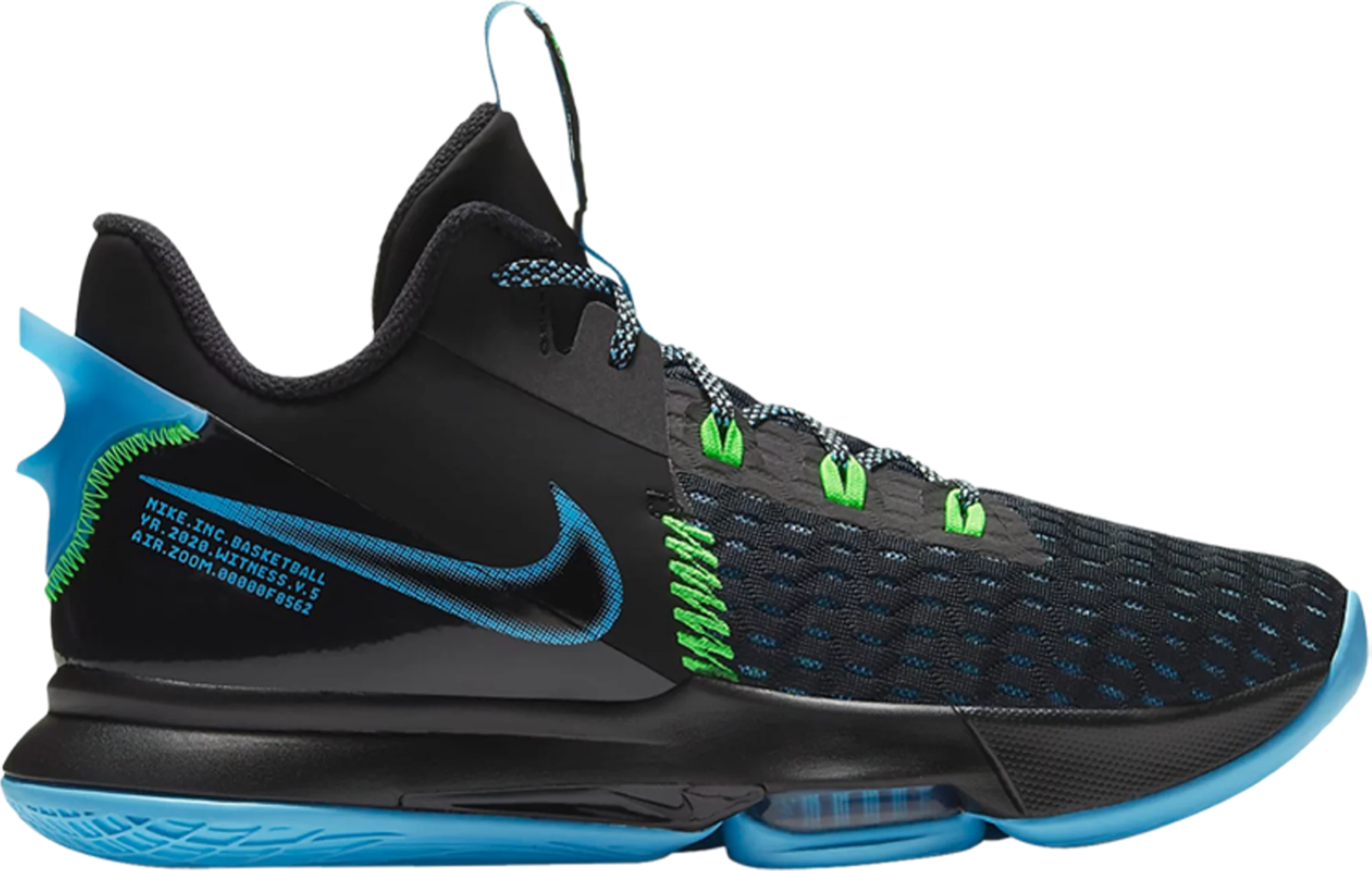 

Nike LeBron Witness V Черные голубые кроссовки Fury Обувь CQ9380-004 Мужские 9, Черный, Nike LeBron Witness