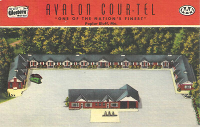 Poplar Bluff Missouri MO ~ Avalon Cour-Tel Motel ~ Linen Postcard UNP