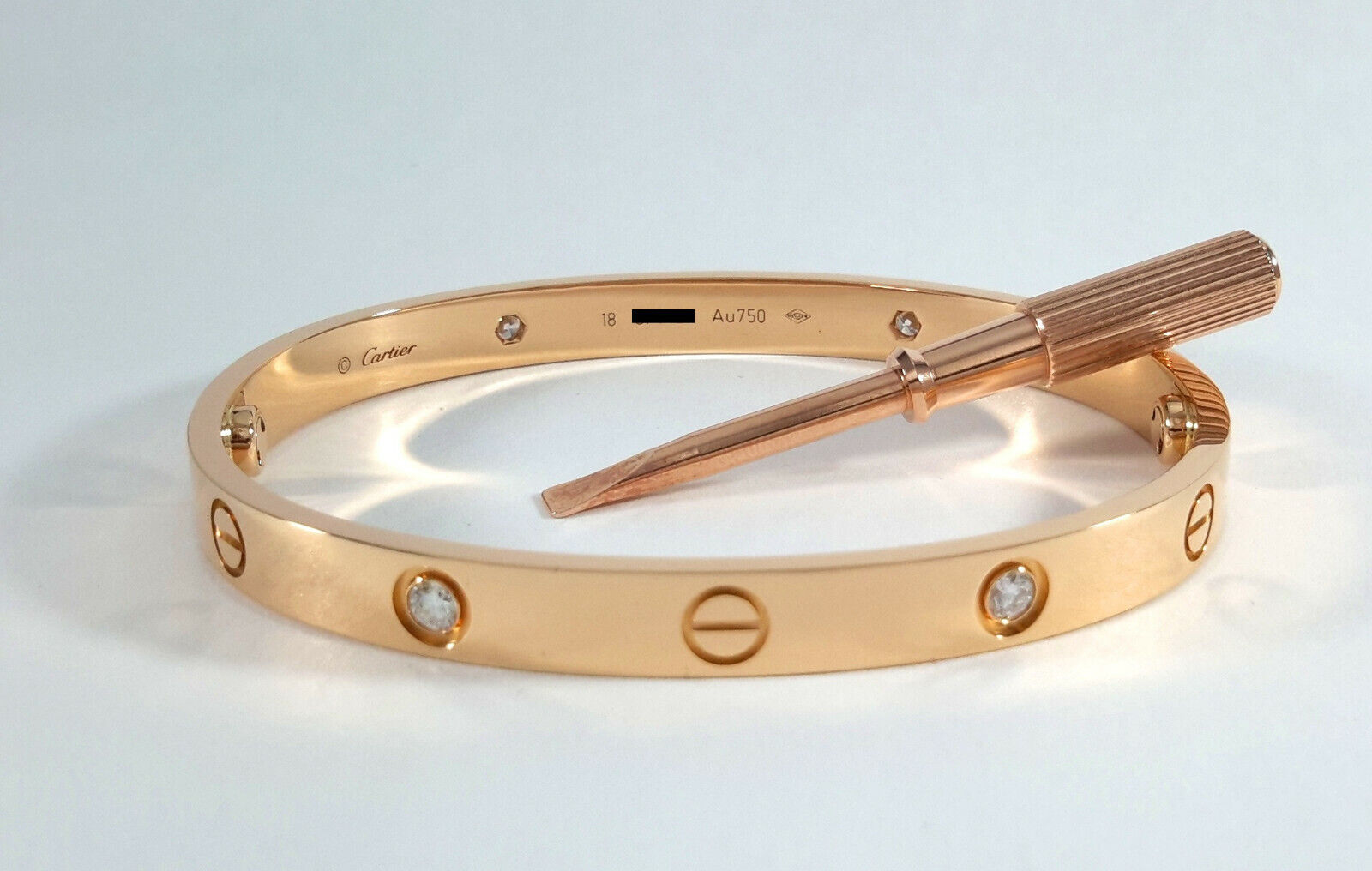 CARTIER LOVE BRACELET 18K R/G 4 DIAMOND Size 18 w CARTIER LOVE BRACELET 18K R/G 4 DIAMOND Size 18 w
