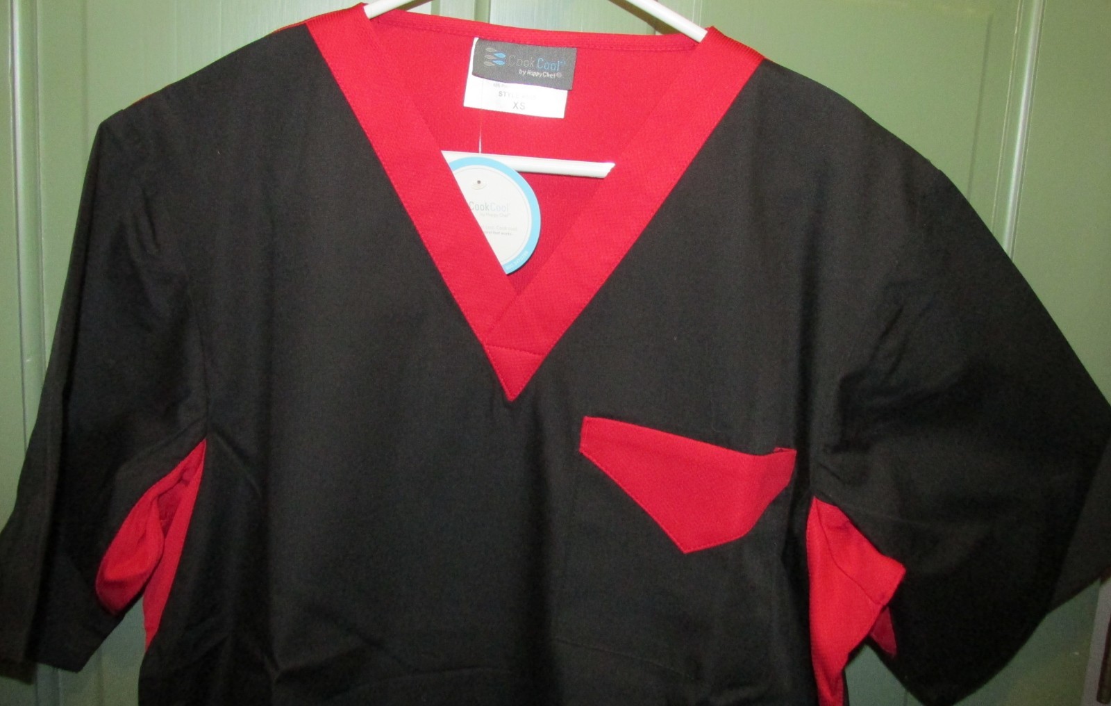 Cook Cool by Happy Chef Unisex Black & Red Short Sleeve Chef Top - Size XS