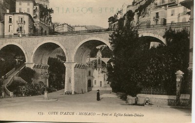 France Monaco - Pont et Eglise Sainte-Devote old postcard