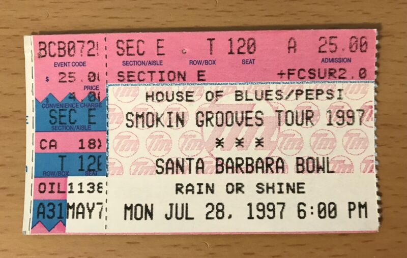 1997 CYPRESS HILL / ROOTS SMOKIN GROOVES TOUR SANTA BARBARA CONCERT TICKET STUB