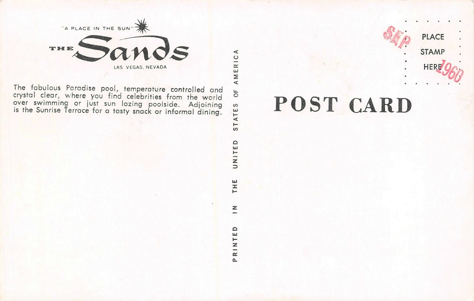 The Sands Hotel  Guest At Paradise Pool Scene Las Vegas,NV Vtg 1950's Postcard