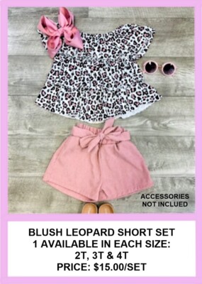 GIRLS EVERYDAY BOUTIQUE BLUSH LEOPARD SHORT SET - SZ. 4T