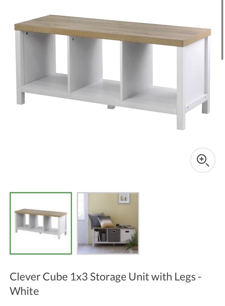 Homebase Clever Cube 1x3 Storage Unit with Legs White in Balsall