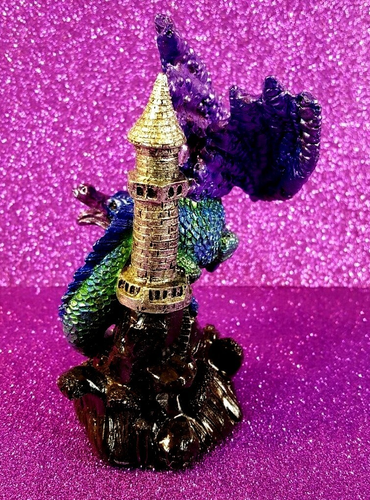 ENCHANTING HAND PAINTED RESIN TRAVELING DRAGON FIGURINE - EXCELLENT CONDITION!!