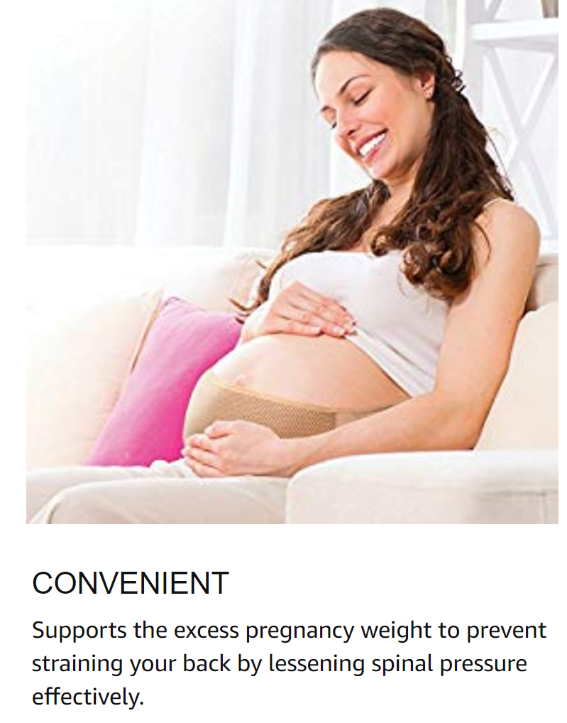 AZMED Maternity Belt, Breathable Abdominal Binder, Back Support, One Size, Beige