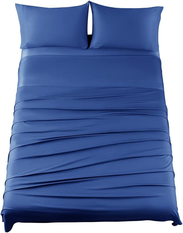 1200 Thread Count Cotton Sheets, 100% Egyptian Cotton Sheet for King Size Bed, Sateen Weave Bed Sheets 17-Inch Deep Pocket - Breathable and Hypoallergenic - 4 Piece (Navy Blue, King)