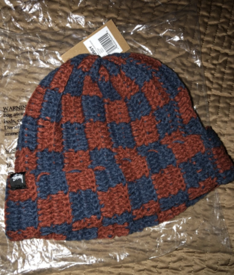 Stussy Crochet Checkered Beanie - Red / Navy