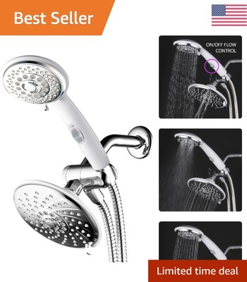 2-Tone Chrome/White Finish 30-Setting Ultra-Luxury Rainfall Shower