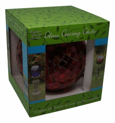 Mosaic Glass Gazing Globe - Hand Blown Red Glass