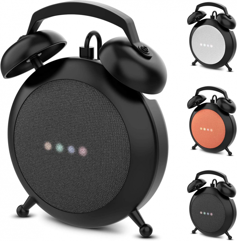 Google Home Mini Stand Holder, Retro Alarm Clock Mount Base Black
