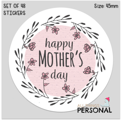 Happy Mothers Day Stickers Gift Box Sweet Cone Seals Hamper Gift Bag Party Label