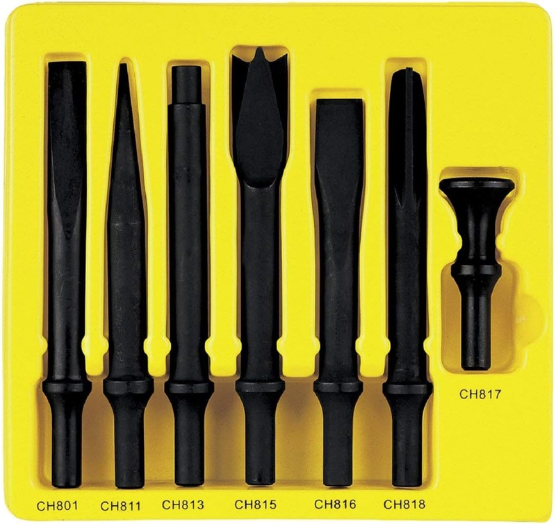 Grey Pneumatic 7pc Air Hammer Chisel/ Cutter/ Hammer Bit Set ....